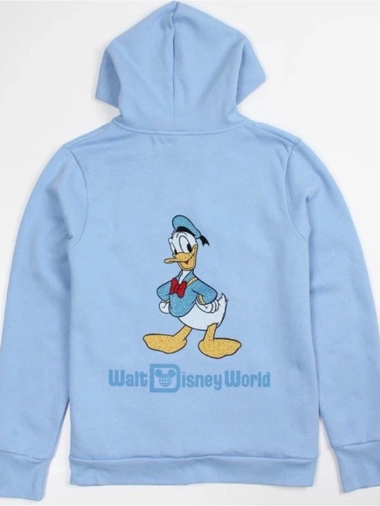 Disney Sweaters - Disney World Blue Rhinestone Bling Donald Duck Zip Up Hoodie Large NWT
